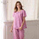 
Roseme Roseme Spring and Summer New Product Pure Cotton 60-pin woven fabric inlaid with lace short-sleeved trousers pajamas two-piece set 13068 Pink 155(S)