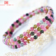 Tourmaline loose beads natural old mine multi-circle bracelet for women 3-6mm rainbow candy color beads three circles four circles 3mm (model)