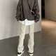 7 Hochwertige amerikanische Retro-Vibe Jeans Herren High Street Retro Trendy Brandwäsche gelbe Schlammhose schlank gerade ausgestellte Hosen Cyxfs-N826 Gelb Schlammfarbe L.