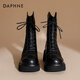 Daphne (DAPHNE) official thick-soled Martin boots for women 2024 new autumn black short boots for women British style small boots for women versatile black [main picture thick-soled V-mouth-6.5cm] 36