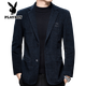 Playboy suit jacket men's autumn and winter velvet thickened woolen chenille high-end men's casual suit jacket gray M 170