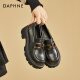 Daphne single shoes women's thick-soled student leather shoes loafers 2024 new spring all-match casual fashion jk uniform shoes black 37 standard size