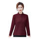 Middle-aged mother autumn and winter thickened velvet warm elastic bottoming shirt middle-aged and elderly women's fashionable slimming top mother-in-law burgundy warm top 3XL