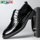 
CARTELO British hand-grabbing head-layer cowhide men's shoes business casual men's leather shoes color wedding shoes 9735 black 38