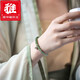 雅帝阁晴水和田玉渐变色925银手链女礼物碧手串 深色系手围1517cm