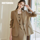 ROEYSHOUSE Luo Yi Senior Commuting Blazer Autumn and Winter New Fashion Professional Slim Suit Suit 10135 Khaki (Coat) S