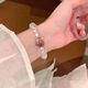 
10 pink mist rose flower beaded bracelet set for women's light luxury high-end summer bracelet temperament versatile graduation M838 pink mist rose bracelet