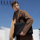 ELLE HOMME Business Men's Briefcase Fashionable Canvas Crossbody Handbag Casual 14-inch Computer Bag 02210 Black
