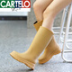 卡帝乐鳄鱼（CARTELO）时尚高筒雨靴女士四季防水防滑胶鞋厚底长筒水鞋厨房洗车雨鞋女款 高筒/黑色+可拆绒套 (拍大一码) 39 -40