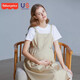 Fisher-Price Fisher Maternity Strap Skirt Summer Short Sleeve T-shirt Two-piece Maternity Dress Korean Style Maternity Skirt Khaki Dress + Skin Color Safety Pants M[100-130Jin[Jin equals 0.5 kg] suitable for wearing]