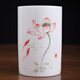 Oriental earthen ceramic hand-painted colorful plum orchid bamboo chrysanthemum pen holder Teacher's Day gift thanks to teachers and classmates can customize souvenir gifts Lotus pen holder Underglaze color [red]