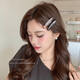 Nanbomaru hair clip high-end new style forehead broken hair bangs clip stylish temperament side clip one-word clip hairpin headwear JHFJ166 oval brown leopard print hair clip 2-piece set