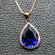 Menbin drop-shaped tanzanite sapphire pendant princess women's tanzanite necklace colorful treasure 925 sterling silver plated with 18K gold inlay white gold (12X16) with chain