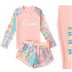 Yuke children's swimsuit girls split long-sleeved long pants swimsuit 2024 new medium and large children and girls quick-drying sun protection swimsuit pink XL (recommended height 105-120cm)