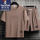 Woodpecker (TUCANO) official men's clothing, short-sleeved T-shirt, men's loose summer new men's thin ice silk casual sports shorts suit set - TZ829 khaki M, recommended 90-110Jin [Jin equals 0.5 kg]