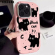 Trendy and cute cats suitable for Redmi K70 mobile phone case Xiaomi 14 oval silicone Note13 cartoon soft case 12TPRO men's and women's K60 anti-wear and fall-proof three black cats on blue background soft case Xiaomi 14