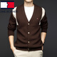 Tommy Kelly Light Luxury V-Ausschnitt Cardigan Herbst und Winter Wärme verdickte Jacke warmes reines Woll-Basis-Hemd Schwarz M 165 Empfohlen 100-120 Jin [Jin gleich 0,5 kg]