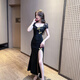 
Qiao Xuan Dai Foot Bath Technician Spa Cheongsam Long Workwear New Party Dress Sexy Slit Tight Long Skirt Chinese Night 13553 Black Long Skirt S