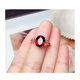 Yuzawa natural garnet ring for women 925 silver plated 18K rose gold personalized simple wine ruby ring gift for women white 925 silver plated platinum + identification certificate opening adjustable