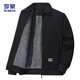 ROMON jacket men's autumn and winter lapel comfortable top business casual corduroy jacket men 2422 black thickened 3XL