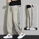 
Sunde Light Bing Silk Casual Pants for Men's Summer Thin 2024 New Loose Plus Size Nine-Score Striped Sleeve Pants 691 Black XL (Suggested 115-140Jin [Jin equals 0.5 kg])