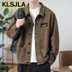 KLSJLA jacket men's spring and autumn new shirt lapel autumn clothes men's work jacket early autumn jacket top Ai [upgraded version] K12806 gray XS 5XL [recommended 180-200Jin [Jin equals 0.5 kg]]