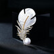 Qimiao Peng's new brooch, Korean style luxury pearl shell feather brooch, temperament corsage, birthday and New Year gift for girls, wings, gold style