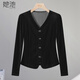She pool V-neck single-breasted velvet shirt women's 2025 autumn new retro elegant long-sleeved shirt
