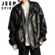 JEEP SPIRIT美式复古机车皮衣外套男春秋季新款街头痞帅ins潮高级感皮夹克 W9227黑色 L