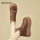 Botas de nieve de Daphne para mujeres, suela gruesa, botas estándar de nivel cruzado y de terciopelo 2024 Nuevas botas casuales versátiles de invierno Brown 36 (230 mm) Tamaño estándar