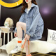 Girl Coreana Fashion Fashion Casual Versátiles de mezclilla Versátil para mujeres 2025 Primavera y otoño Nuevo Internet Celebrity Street Hong Kong Top Light Blue M
