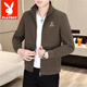Playboy (PLAYBOY) Men's new stand-up collar jacket zipper shirt top spring and autumn casual fashion Korean style young handsome boy jacket 2687 black XL