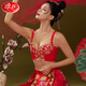 Langsha Underwear Women's Zodiac Year Big Red Bra Set Without Wires Gathered Four Seasons Sexy Lace Lucky Gift Box Blossoms and Wealth 6-piece Gift Box 80B Thin Top and Thick Bottom