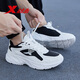 XTEP (XTEP) Herrenschuhe, Sportschuhe, Frühlings- und Herbst -Laufschuhe, neue Lederflächen wasserdichte Freizeitschuhe, Herren -Teenager -Dad -Schuhe, Herren Segel weiß schwarz [Lederoberfläche] 42