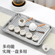 Shengnian 304 stainless steel rectangular tray drain tray oil filter tray tea tray tea pool double-layer dumpling tray barbecue tray 304 material 36x27 drain tray + solid tray set