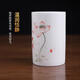 Oriental earthen ceramic hand-painted colorful plum orchid bamboo chrysanthemum pen holder Teacher's Day gift thanks to teachers and classmates can customize souvenir gifts Lotus pen holder Underglaze color [red]