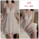 
Sexy underwear autumn and winter plus breast pad gathering large size mesh pure slinging suspender nightgown for women's outer robe and home clothes set P3886 green (outer robe + belt) M