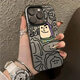 Maomanjian adapté à Apple 15 Case de téléphone mobile Nouveau iPhone 15 Case de téléphone mobile 14/13 Couverture complète 12/11 Promax Electroplate Probas Years Light Imd Color Silver-Black-SQ16852 Simple English iPhone 15
