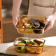 Van Gogh glass lunch box microwave oven borosilicon heat-resistant sealed refrigerator fresh-keeping box office worker heating and separation lunch box round two-grid 1050ml
