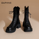 Daphne (DAPHNE) official thick-soled Martin boots for women 2024 new autumn black short boots for women British style small boots for women versatile black [main picture thick-soled V-mouth-6.5cm] 36