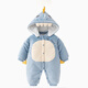 JOYNCLEON baby cotton padded winter clothing, thickened and warm, male and female baby onesies, winter newborn infant clothes with cotton padding, blue little shark 59cm