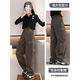 
Yoyo one (Yoyo one) Girls' labor pants spring and autumn style girls autumn suit children's straight pants sports plus velvet wide-leg pants girls 15052 brown color [pure cotton-spring and autumn style] 160cm (recommended 75-90Jin [Jin equals 0.5 kg])