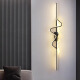 Minimalist wall lamp Modern simple long strip lamp Creative personalized living room grille lamp TV background wall lamp lighting 7507 black/long 100cm-three colors change light