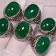 DL 1998 Fat Donglai same style emerald ring for men natural chalcedony agate ring emerald emerald color silver inlaid complex