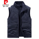 Pierre Cardin vest autumn and winter outdoor men's double-sided velvet thickened multi-pocket casual and fashionable dad style vest workwear Khaki 8770 short velvet double-sided autumn and winter style M 80-110Jin Jin is equal to 0.5 kg