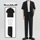 GOKU men's suit summer short-sleeved youth light business suit three-piece college student graduation interview job black short-sleeved suit + white T + black trousers L Weight 120-130 Jin Jin equals 0.5 kg