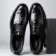 
CARTELO British hand-grabbing head-layer cowhide men's shoes business casual men's leather shoes color wedding shoes 9735 black 38