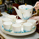 NINE CRANES Jingdezhen cup set 2024 new home light luxury bone china tea cup gift set tea set rotating tray high-end bone china water set 8-piece gift box