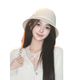 Qiao Meiting daughter style white Hepburn style small top hat big head circumference temperament fisherman hat women spring and summer French elegant basin hat trend white-one-byte woolen basin hat adjustable