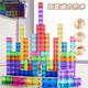 Variety of geometric magnetic building blocks, transparent magnetic blocks, educational development and intellectual building toys for boys and girls, 200 particles of transparent magnetic blocks, random colors, free storage box